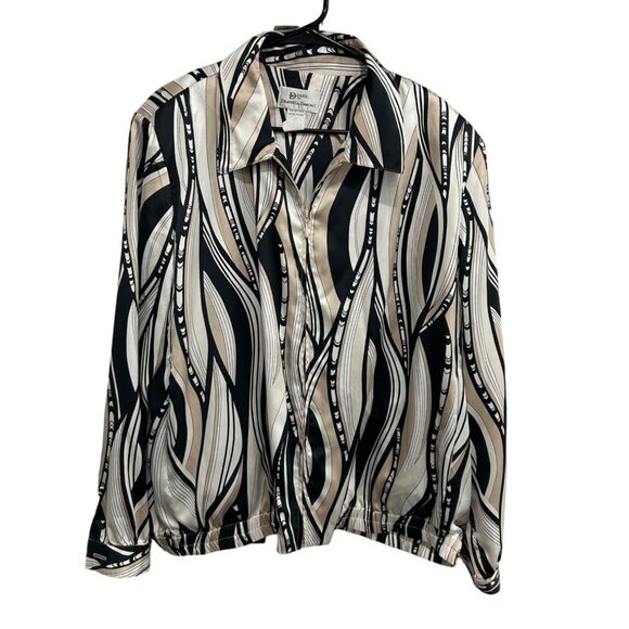 Drapers & Damons Womens Abstract Print Blouse Jacket Long Sleeve Zip Front Sz 20 - Picture 1 of 7
